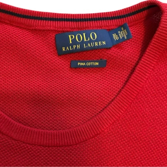 Polo by Ralph Lauren Classic Red Pima Cotton Crewneck Sweater | Men’s XL - Picture 6 of 9